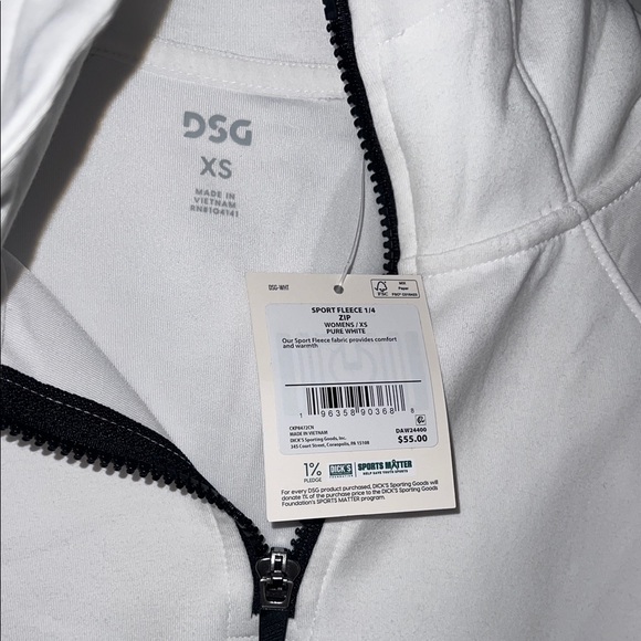 DSG White Half-Zip Hoodie with Black Zipper Accents - Picture 2 of 4